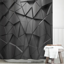 Load image into Gallery viewer, Shower/Bath Curtain Range - 3D Grey Geometric Stone Fabric Waterproof Bathroom Curtain Hotel Decorative Curtains Blackout Screen