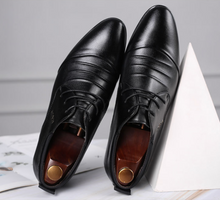 Load image into Gallery viewer, British Slip On Split Leather Pointed Toe Shoes Business Wedding Formal Shoes - Many Colours & Sizes