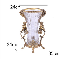 Load image into Gallery viewer, "Arna Lisa" Luxury Vintage Finest Collection - Crystal Golden Boys Copper Brass Vase