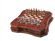Load image into Gallery viewer, "Arna Lisa" Luxury Vintage Finest Collection - Rosewood Chess Set Large Vintage Mosaic Motifs Handmade