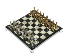 Load image into Gallery viewer, "Arna Lisa" Luxury Vintage Finest Collection - Chess Set Chrome Metal Gold Silver Pegasus Figure Marble
