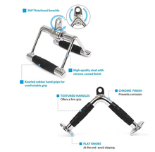 Load image into Gallery viewer, Gym Lat Pull Down Rope Pulley Cable Machine Attachment Triceps Fitness T-Bar Handle Grip Equipment