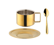 Load image into Gallery viewer, "Arna Lisa" Royal Collection - Luxury Stainless Steel Cup + Saucer + Spoon (Camping Quality)