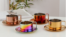 Load image into Gallery viewer, "Arna Lisa" Royal Collection - Luxury Stainless Steel Cup + Saucer + Spoon x 6 Sets