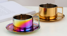 Load image into Gallery viewer, "Arna Lisa" Royal Collection - Luxury Stainless Steel Cup + Saucer + Spoon (Camping Quality)