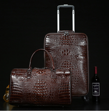 Load image into Gallery viewer, Crocodile Genuine Leather 2 Piece Luggage Set - Brown or Black - Many Styles 20"