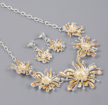 Load image into Gallery viewer, Chrysanthemum Pendant Alloy - Necklace + Earrings