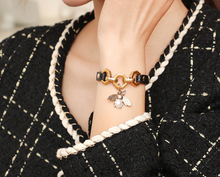 Load image into Gallery viewer, Bee Pendant Charms Bracelet & Bangle Style Brown Leather Metal Button