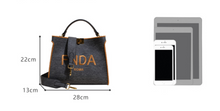 Load image into Gallery viewer, Designer Tote Bag Leather + Gold Black Detail
