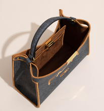 Load image into Gallery viewer, Designer Tote Bag Leather + Gold Black Detail