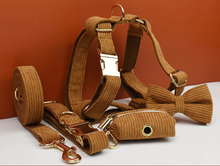 Load image into Gallery viewer, Luxury Pet Leash Engraved Name ID Tag + Collar + Bow Tie - Free Engraving Personalise + Harness + Poop Bag (all Sizes)