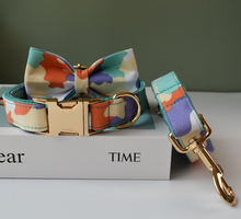 Load image into Gallery viewer, Luxury Pet Leash Engraved Name ID Tag + Collar + Bow - Free Engraving Personalise (all Sizes) + Many Styles/Colours