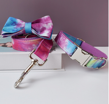 Load image into Gallery viewer, Luxury Pet Leash Engraved Name ID Tag + Collar + Bow - Free Engraving Personalise (all Sizes) + Many Styles/Colours