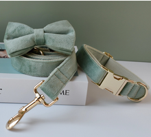 Load image into Gallery viewer, Luxury Pet Leash Engraved Name ID Tag + Collar + Bow - Free Engraving Personalise (all Sizes) + Many Styles/Colours