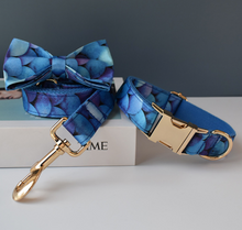 Load image into Gallery viewer, Luxury Pet Leash Engraved Name ID Tag + Collar + Bow - Free Engraving Personalise (all Sizes) + Many Styles/Colours