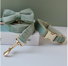 Load image into Gallery viewer, Luxury Pet Leash Engraved Name ID Tag + Collar + Bow - Free Engraving Personalise (all Sizes)