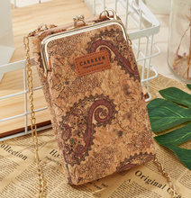 Load image into Gallery viewer, "Arna Lisa" Collection - Designer Vintage Dutch Woodgrain Shoulder Purse Phone Bag + Chain