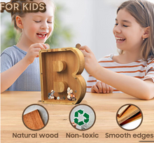 Load image into Gallery viewer, Child's Room - Piggy Bank Letters Alphabet - Wooden Name Art (5 Letters to Customise Name) Wall Feature or Book Shelf