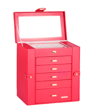 Load image into Gallery viewer, Luxury Rowling Leather Extra Large White Jewellery Box Mirrored Cabinet