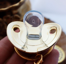 Load image into Gallery viewer, Gold Baby Pacifier & Clip - Alphabet Letter Infant Pacifier Unique