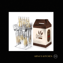 Load image into Gallery viewer, "Arna Lisa" Royal Collection - Luxury 24 Piece Cutlery Set + Boxed - Many Styles & Colours