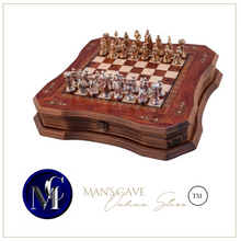 Load image into Gallery viewer, "Arna Lisa" Luxury Vintage Finest Collection - Rosewood Chess Set Large Vintage Mosaic Motifs Handmade