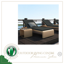Load image into Gallery viewer, Luxury Plus Furniture - Sun Lounger Adjustable Rattan Bed + Glass Top Table