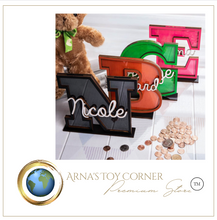 Load image into Gallery viewer, Child's Room - Piggy Bank Letters Alphabet/Name - Wooden Name Art - Customise Name) Wall Feature or Book Shelf