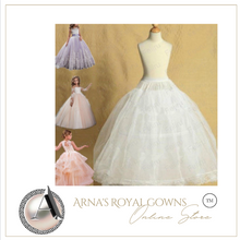 Load image into Gallery viewer, "Arna" Royal Gown Collection - White Petticoat for Girls Crinoline Underskirt Flower Girl Prom Ball Gown Dress Puffy Skirt 2 Hoop