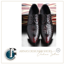 Load image into Gallery viewer, Mens Leather Carved Business Pointed Toe Shoes - Silver or Burgundy