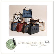 Load image into Gallery viewer, Designer Tote Bag Leather + Gold Black Detail