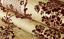 Load image into Gallery viewer, "Arna" Collections - DIY - Bronze Golden Burgundy Vintage Classic Damask Velvet Flocking Wallpaper