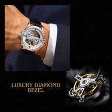 Load image into Gallery viewer, Luxury Diamond Automatic Watch with Diamond Inlay Rose Gold