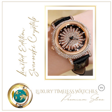 Load image into Gallery viewer, Limited Edition - Swarovski Crystal Diamonds Leather Black Spins 360