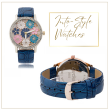Load image into Gallery viewer, Limited Edition - Swarovski Crystal Floral Metallic Blue