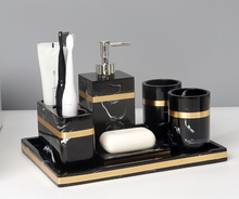 Load image into Gallery viewer, Black & Gold Bathroom Set - 7 piece (Resin - Top Quality)