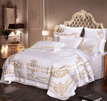 Load image into Gallery viewer, "Arna Lisa" Royal Collection - Egypt Cotton Luxury Royal Golden Embroidery Bedding Set - King Size - 9 Piece