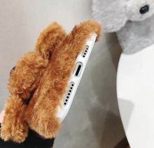 Load image into Gallery viewer, Dog Phone Case - iPhone -3D Teddy Dog Ears Plush Hair Case For iPhone 12 Pro Max SE 2020 11 Pro XR X 10 6 6s 7 8 Plus XR XS Max