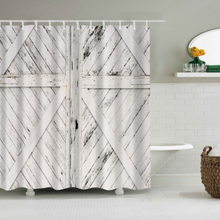 Load image into Gallery viewer, Vintage Style Wood Door Platform 3/4 Wall Bookshelf Shower/Bath Curtains Bathroom Curtain Frabic Waterproof Polyester with Hooks