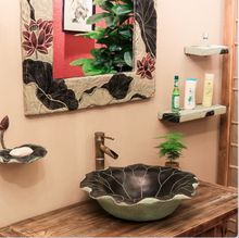 Load image into Gallery viewer, "Arna Collection" Classical Wash Basin Art Lotus Leaf & Faucet Set
