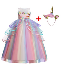 Load image into Gallery viewer, "Arna" Royal Gown Collection - Girls Unicorn Summer Dresses Tutu Long
