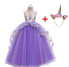 Load image into Gallery viewer, "Arna" Royal Gown Collection - Girls Unicorn Summer Dresses Tutu Long