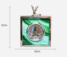 Load image into Gallery viewer, European Classical Silver Deer Table Clock Creativity Silver Iron Frame Marble Texture Vintage Clocks Office Desktop Ornaments