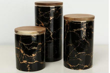 Load image into Gallery viewer, "Arna Lisa" Royal Collection - Black Marble Pattern Ceramics Storage Bottles Sealed Jars And Bamboo Lid Home Kitchen Storage Can Container