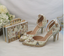 Load image into Gallery viewer, Limited Edition - Luxury Lace Shoe Set - Many colours & Sizes (Shoe + Clutch) Wedding