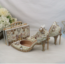 Load image into Gallery viewer, Limited Edition - Luxury Lace Shoe Set - Many colours & Sizes (Shoe + Clutch) Wedding