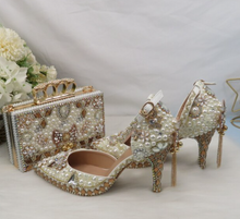 Load image into Gallery viewer, Limited Edition - Luxury Lace Shoe Set - Many colours & Sizes (Shoe + Clutch) Wedding