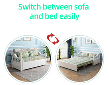 Load image into Gallery viewer, "Arna Royal Collection" Solid Wood Foldout Couch - Storage - Many Colours