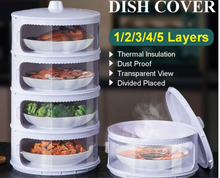 Load image into Gallery viewer, 5 Piece Storage Set - Transparent Stackable Food Insulation Cover Dust/Fly Proof Portable