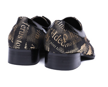 Load image into Gallery viewer, Men Shoes Square Toe Lace-up Formal Black Gold Retro Shoes - Many Sizes